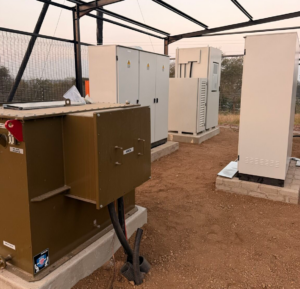 Outdoor energy storage equipment at a farm